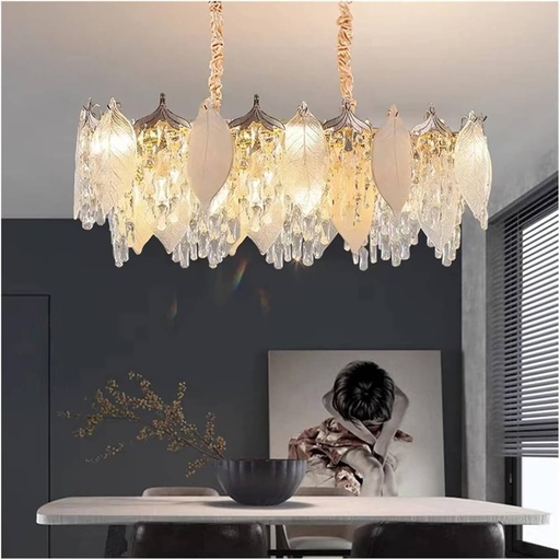 [EH-CRSTLEAF-RCTG] Crystal Leaf Chandelier – Elegant Lighting Masterpiece